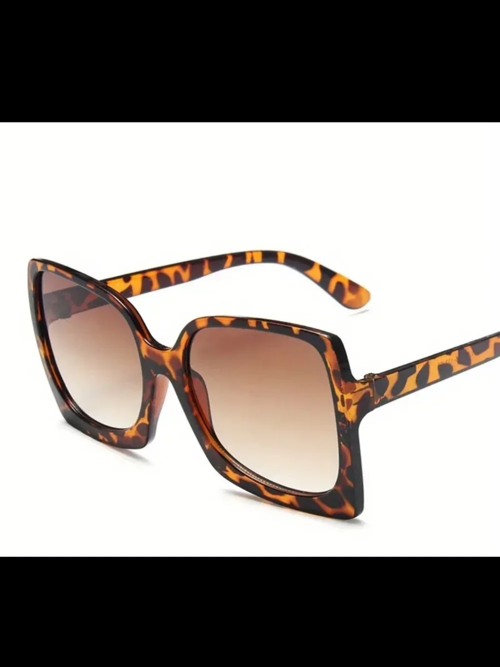 Tortoiseshell Oversized Square Women's Sunglasses - Brown - Picture 3 of 3